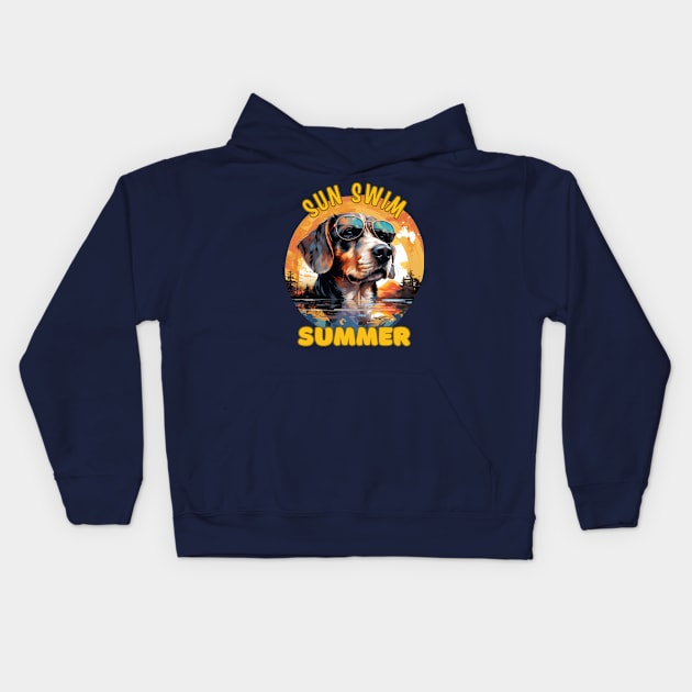 The Beagle Dog's Vacation. Sun Swim Summer. Kids Hoodie by Cute Dogs AI